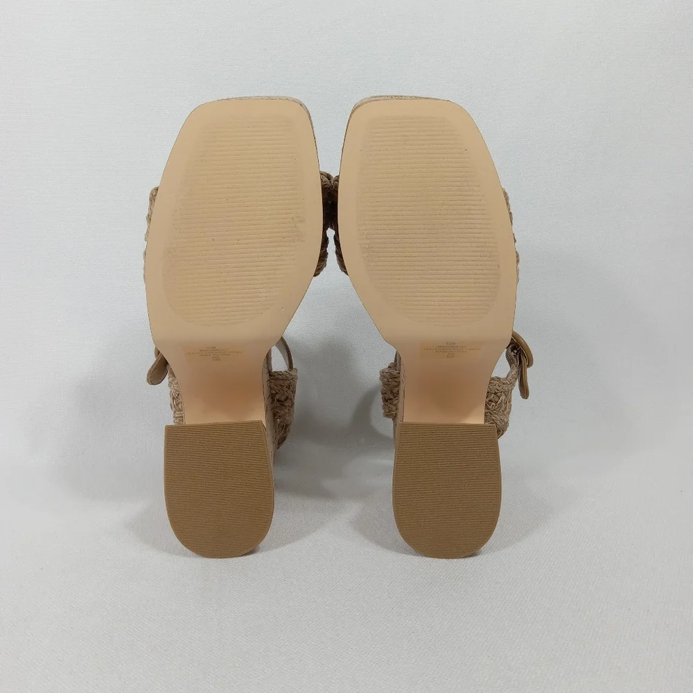 NINE WEST Beige Woven Platform Sandals Women's Size 5.5 M